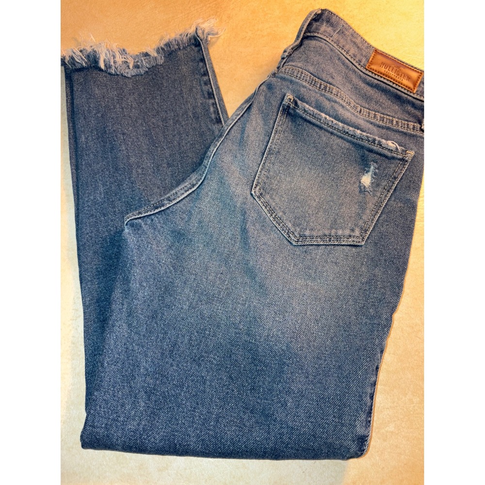 Hollister High-Rise Slim Straight Ripped Distressed Frayed Hem Jeans
